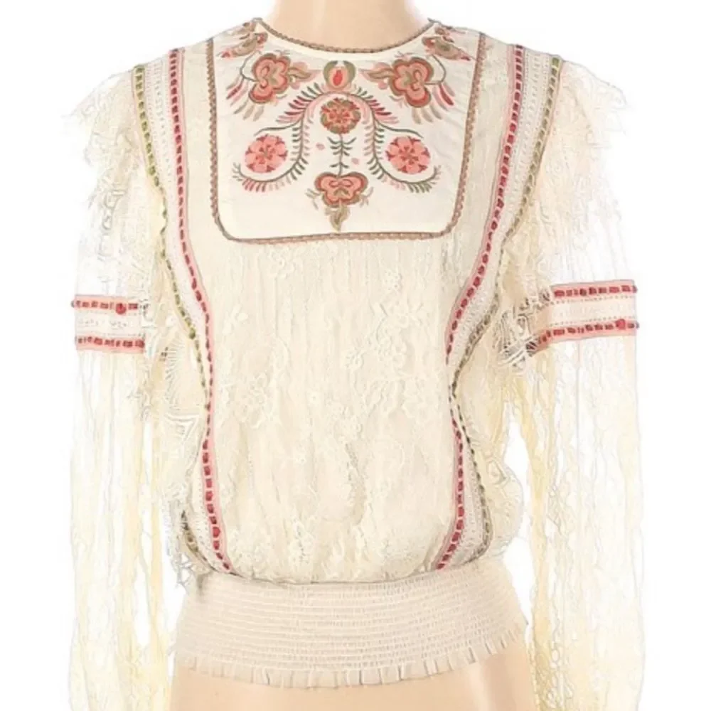 Anthropologie Bl^nk London Tali Lace Top Blouse Size M